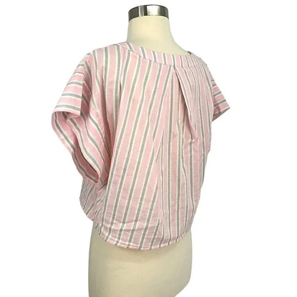 Mable Size S Sydney Square Neck Top & Skirt Set Pink Grey Stripe 100% Cotton - Picture 8 of 16